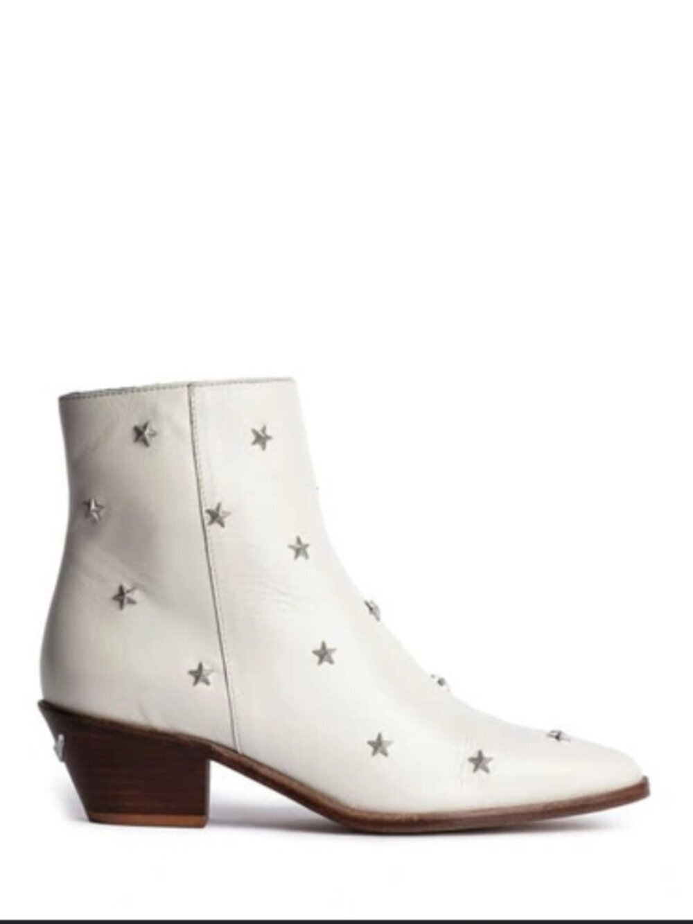 Zadig & Voltaire Tyler Vintage western ankle boots 40 white leather star studs
